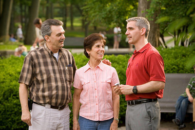 Ashley talks with visitors at the Kettering Block Party